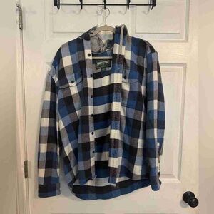 Blue and Black Plaid Flannel Shirt